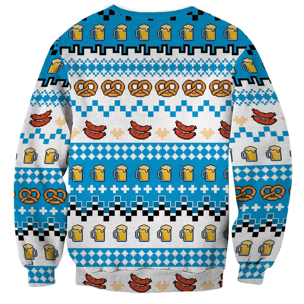 Oktoberfest Checklist Sweatshirt Pixel Beer Pretzel Sausage Bavarian Pattern