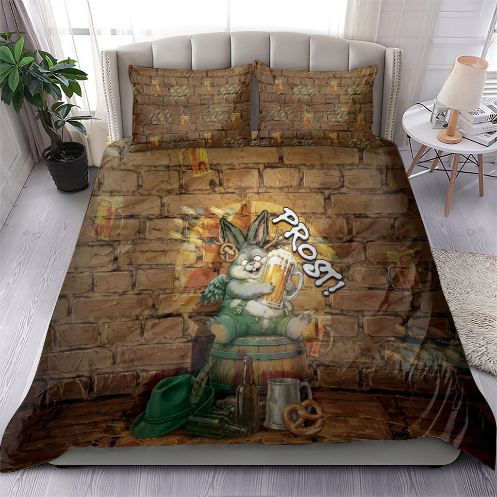 Oktoberfest Wolpertinger Bedding Set Prost Beer Horned Rabbit Pretzel Barrel