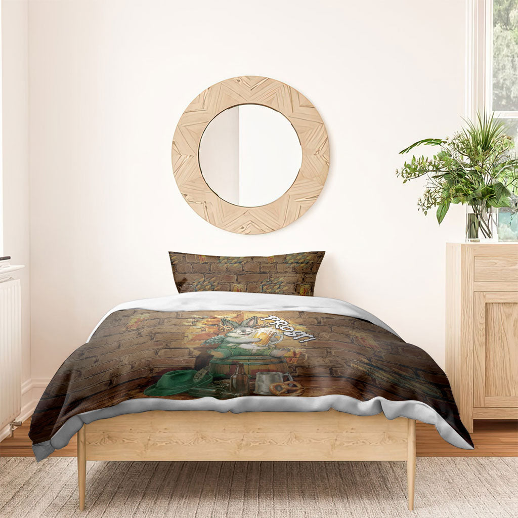 Oktoberfest Wolpertinger Bedding Set Prost Beer Horned Rabbit Pretzel Barrel