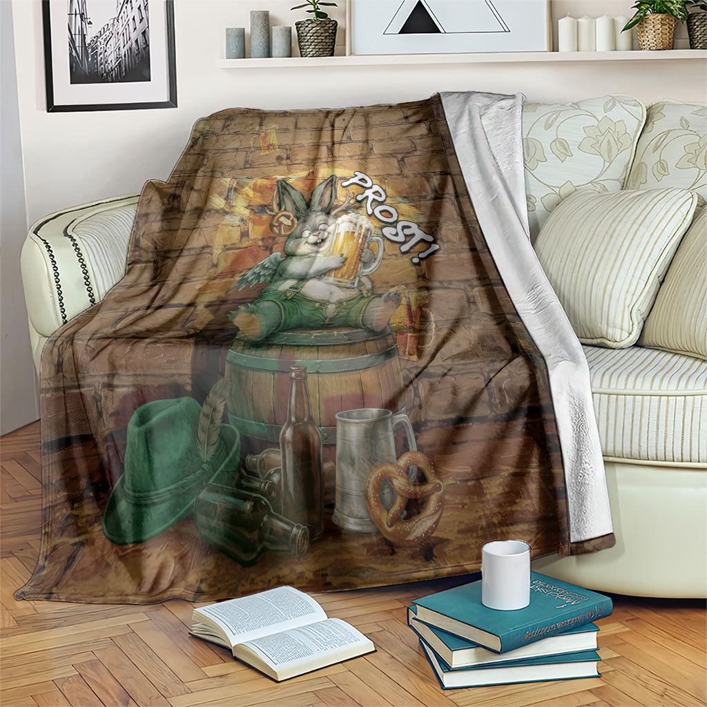 Oktoberfest Wolpertinger Blanket Prost Beer Horned Rabbit Pretzel Barrel