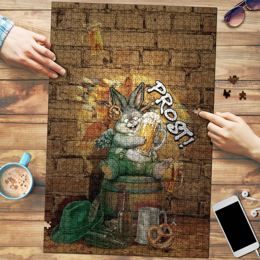 Oktoberfest Wolpertinger Puzzle Prost Beer Horned Rabbit Pretzel Barrel
