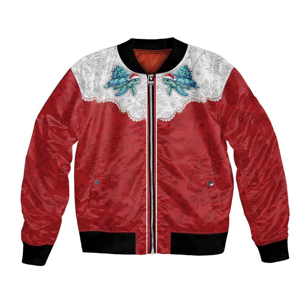 Western Yoke Bomber Jacket Turtle Going Home For Christmas - Wonder Print Shop