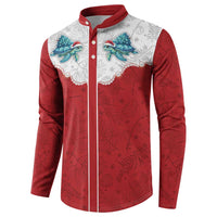Western Yoke Button Sweatshirt Turtle Going Home For Christmas - Wonder Print Shop