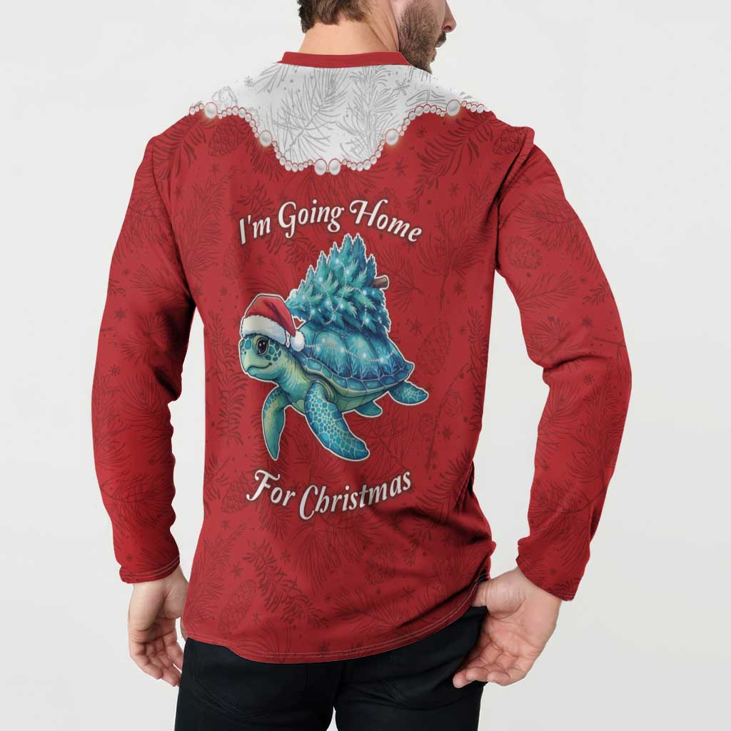 Western Yoke Button Sweatshirt Turtle Going Home For Christmas - Wonder Print Shop
