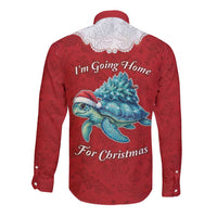 Western Yoke Long Sleeve Button Shirt Turtle Going Home For Christmas - Wonder Print Shop