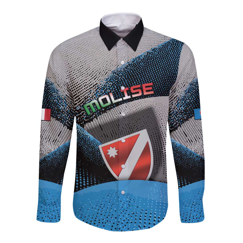Personalized Italy Molise Long Sleeve Button Shirt Coat Of Arms With Dynamic Dot Patterns