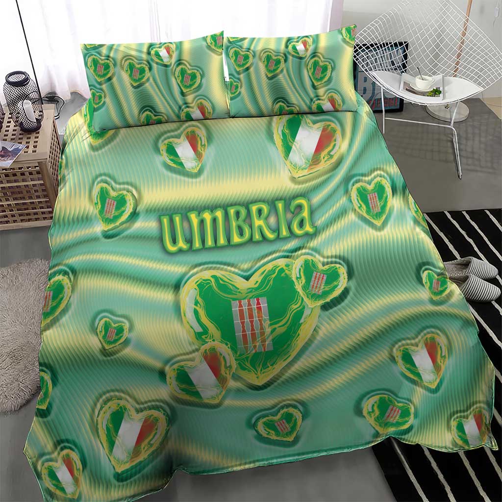 Italy Umbria Bedding Set Flag Emerald Heart Candy