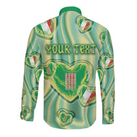 Personalized Italy Umbria Long Sleeve Button Shirt Flag Emerald Heart Candy