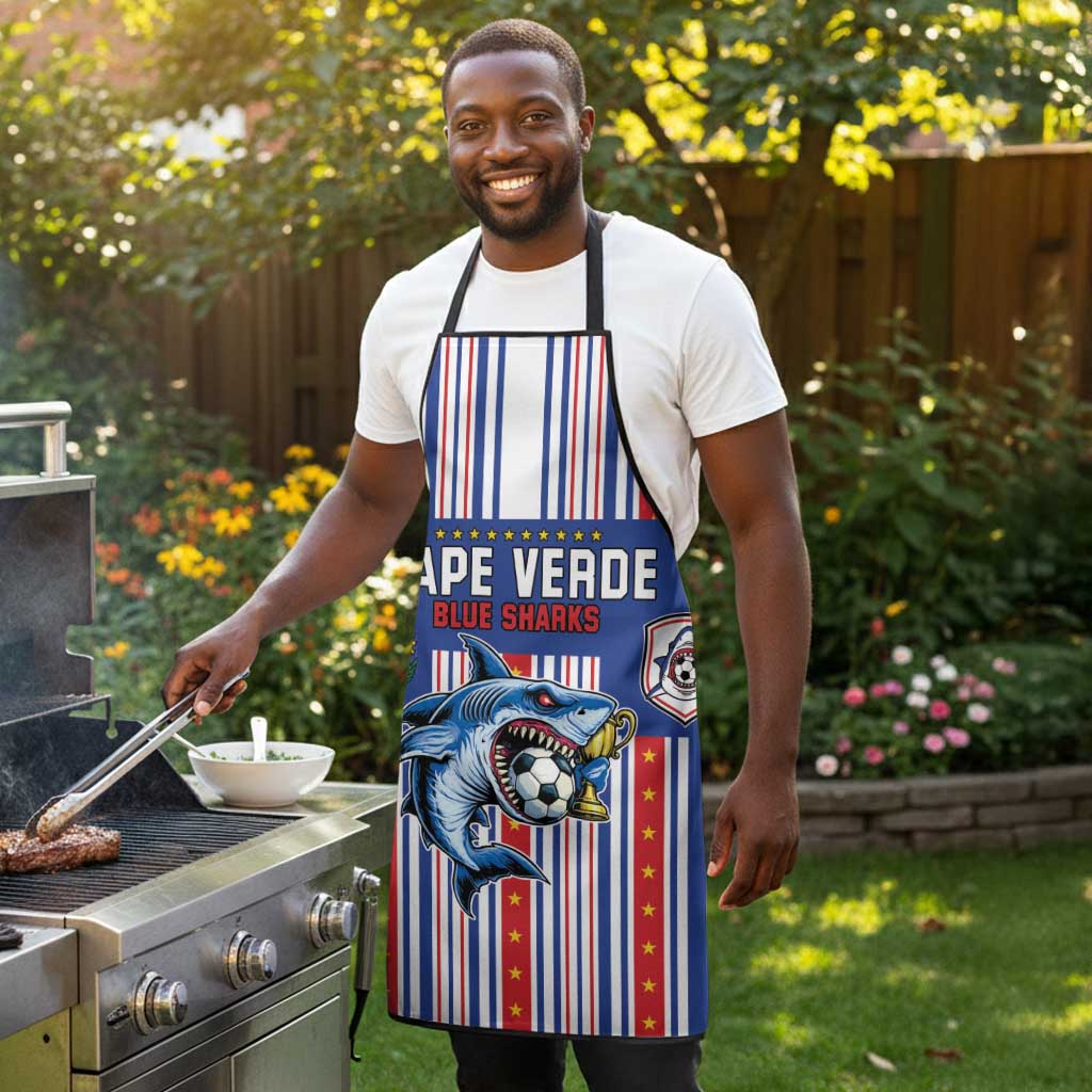 Cape Verde Football Apron Monster Blue Shark Striped Style