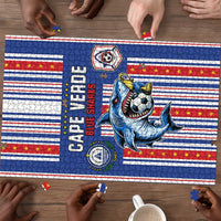 Cape Verde Football Puzzle Monster Blue Shark Striped Style