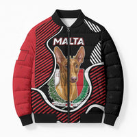 Personalized Malta Bomber Puffer Jacket Pharaoh Hound In Coat Of Arms - Wonder Print Shop