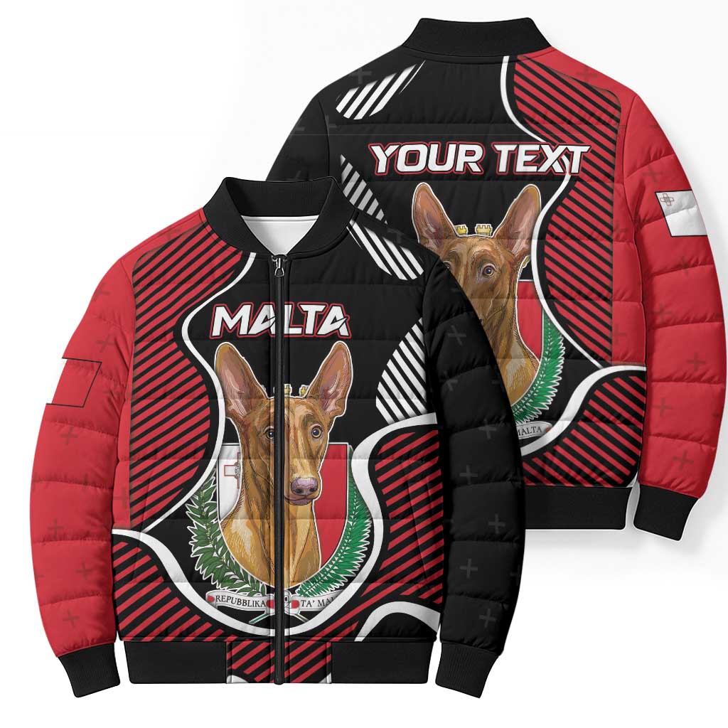 Personalized Malta Bomber Puffer Jacket Pharaoh Hound In Coat Of Arms - Wonder Print Shop