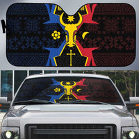 Moldova Auto Sun Shade The Aurochs Symbol With Patterns - Wonder Print Shop