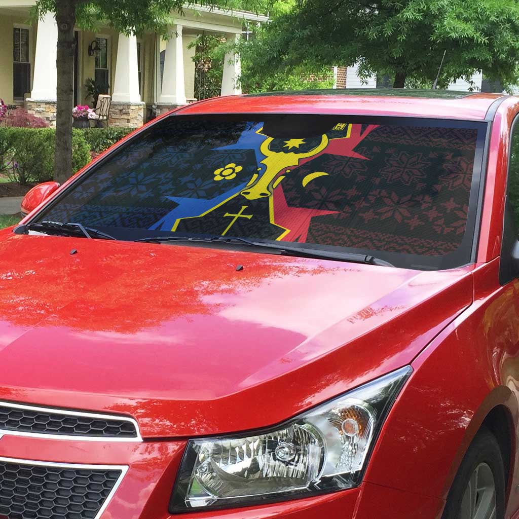 Moldova Auto Sun Shade The Aurochs Symbol With Patterns - Wonder Print Shop