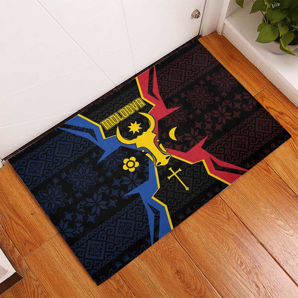 Moldova Rubber Doormat The Aurochs Symbol With Patterns - Wonder Print Shop