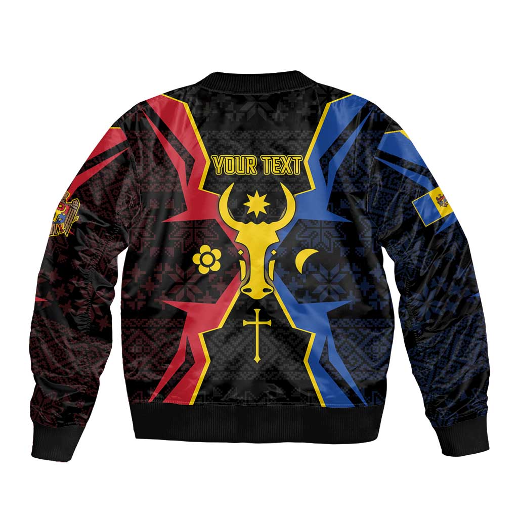 Personalized Moldova Sleeve Zip Bomber Jacket The Aurochs Symbol With Patterns - Wonder Print Shop