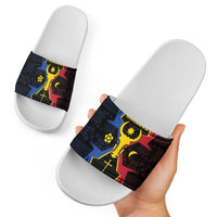 Moldova Slide Sandals The Aurochs Symbol With Patterns - Wonder Print Shop