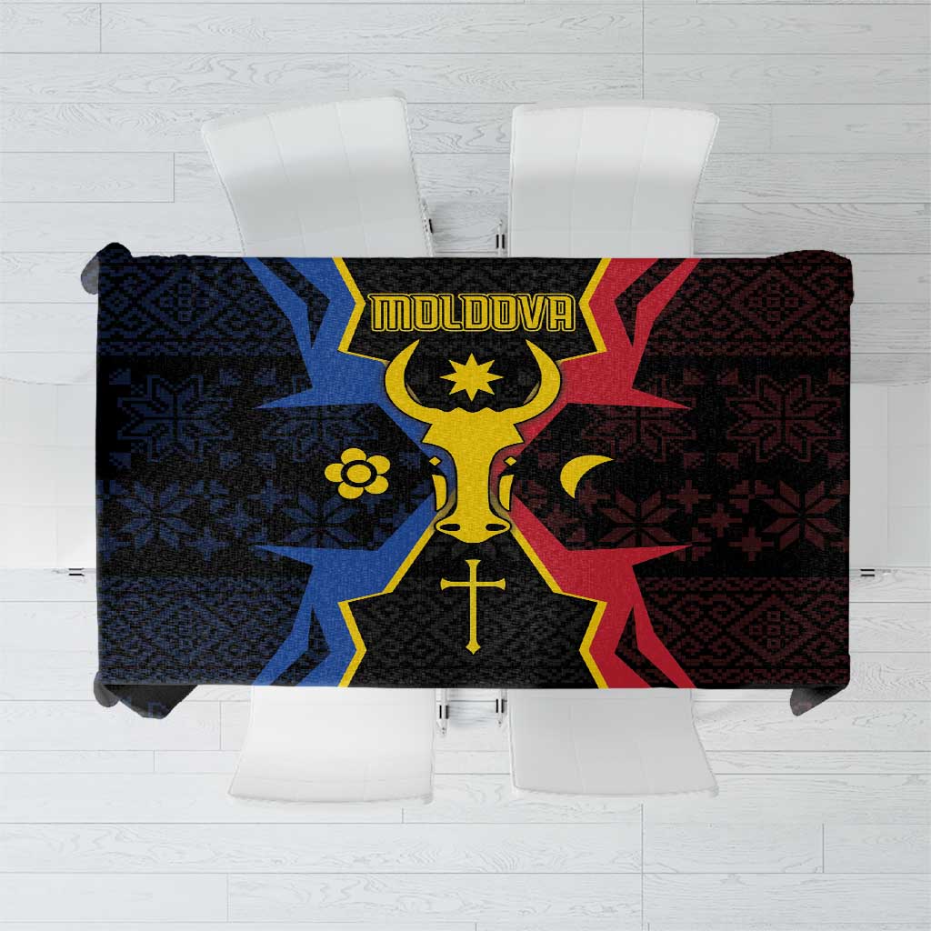 Moldova Tablecloth The Aurochs Symbol With Patterns - Wonder Print Shop