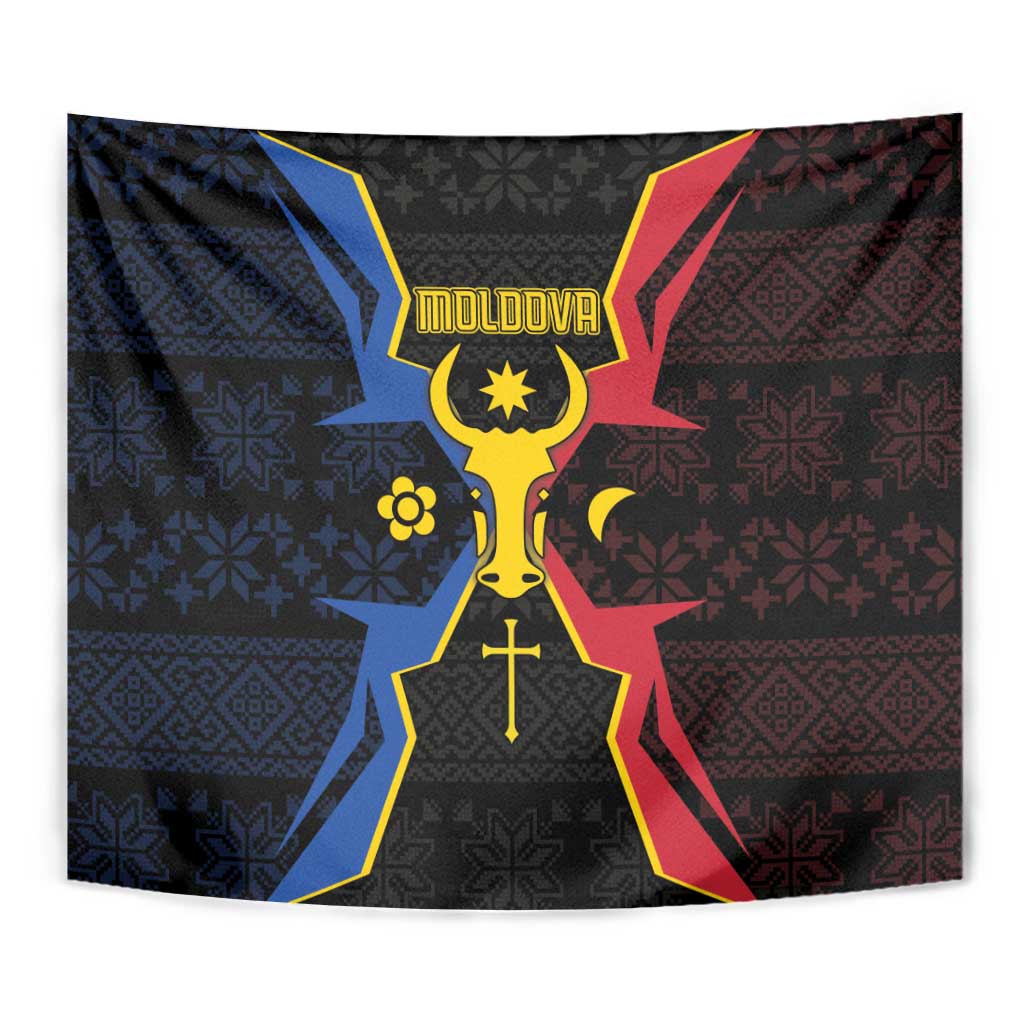 Moldova Tapestry The Aurochs Symbol With Patterns - Wonder Print Shop