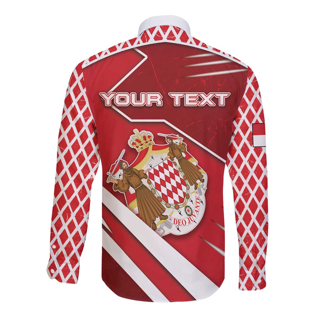 Personalized Monaco Long Sleeve Button Shirt Coat Of Arms Unique Style - Wonder Print Shop