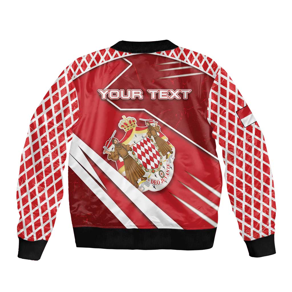 Personalized Monaco Sleeve Zip Bomber Jacket Coat Of Arms Unique Style - Wonder Print Shop