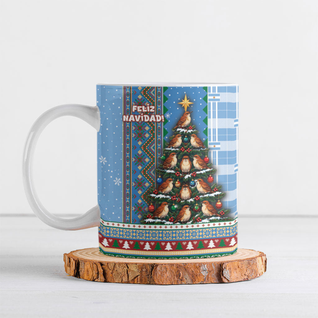 Argentina Christmas Ceramic Mug Feliz Navidad Hornero Bird Tree Winter Knit