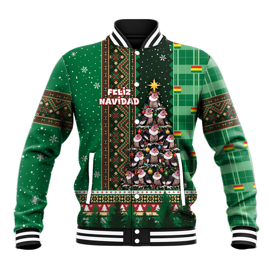 Bolivia Christmas Baseball Jacket Feliz Navidad Andean Condor Tree Winter Knit