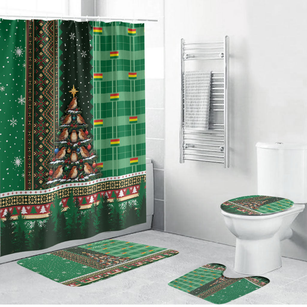 Bolivia Christmas Bathroom Set Feliz Navidad Andean Condor Tree Winter Knit