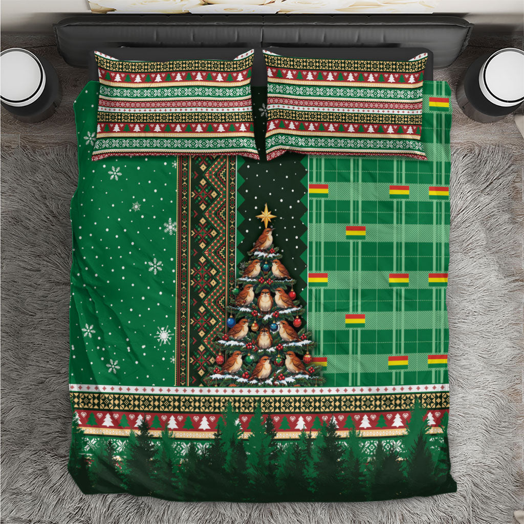 Bolivia Christmas Bedding Set Feliz Navidad Andean Condor Tree Winter Knit