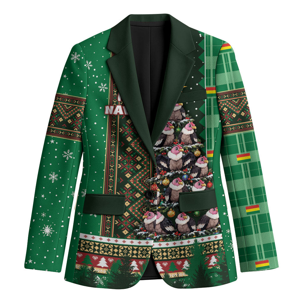 Bolivia Christmas Blazer Feliz Navidad Andean Condor Tree Winter Knit