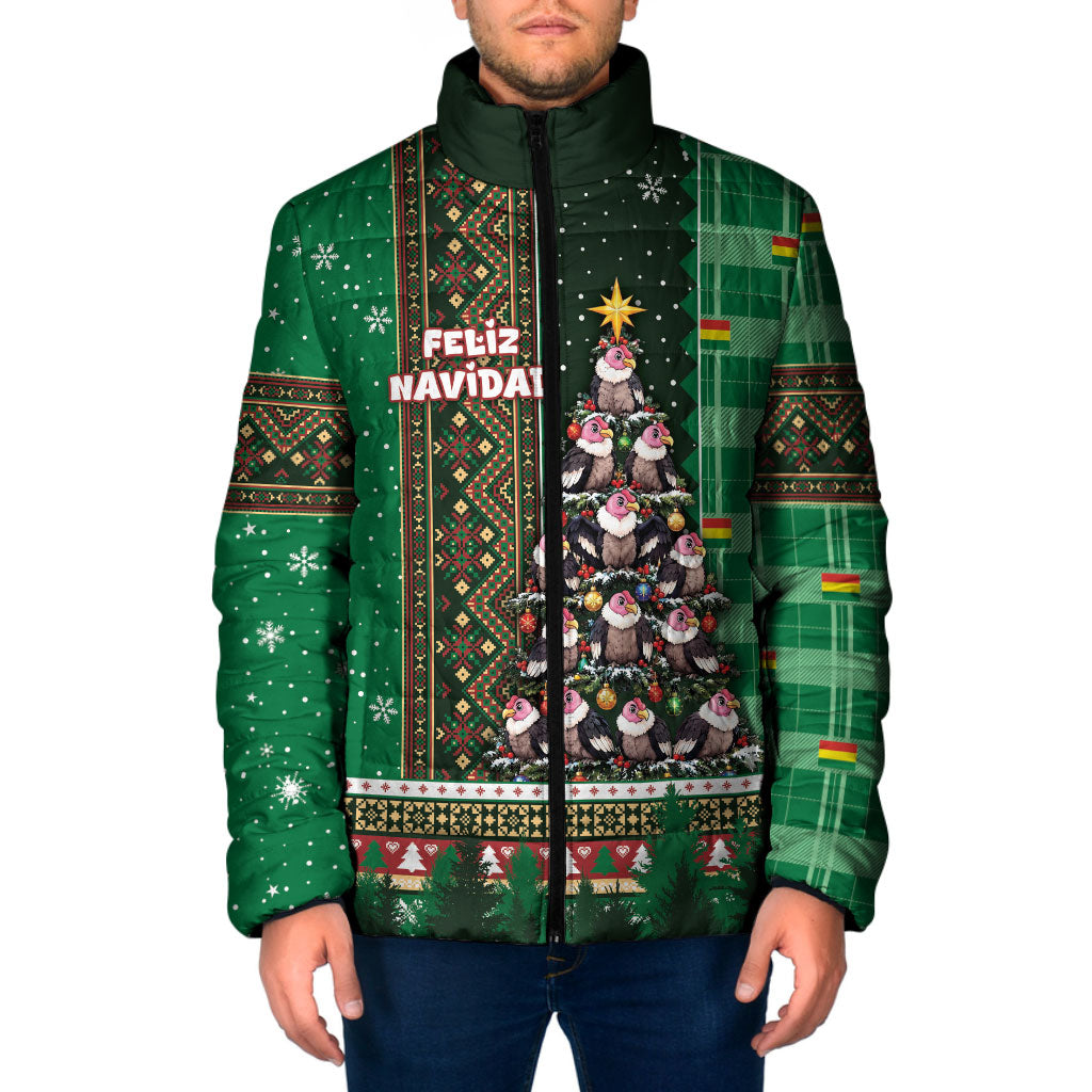 Bolivia Christmas Padded Jacket Feliz Navidad Andean Condor Tree Winter Knit