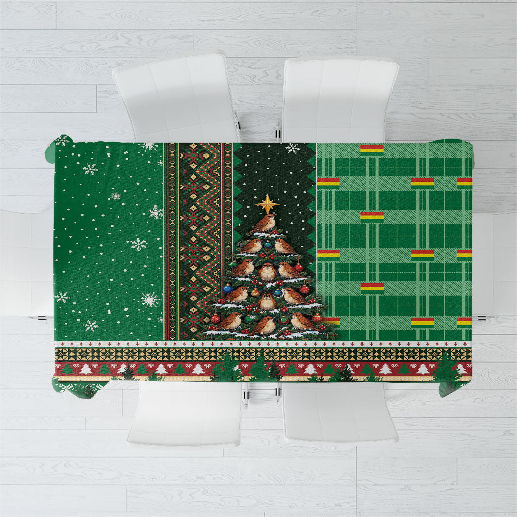 Bolivia Christmas Tablecloth Feliz Navidad Andean Condor Tree Winter Knit