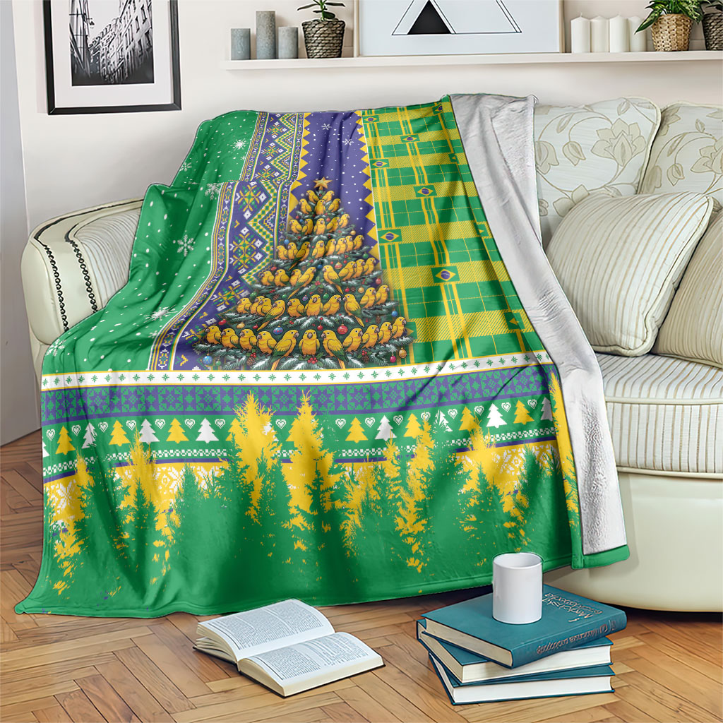 Brazil Christmas Blanket Feliz Navidad Golden Parakeet Tree Winter Knit