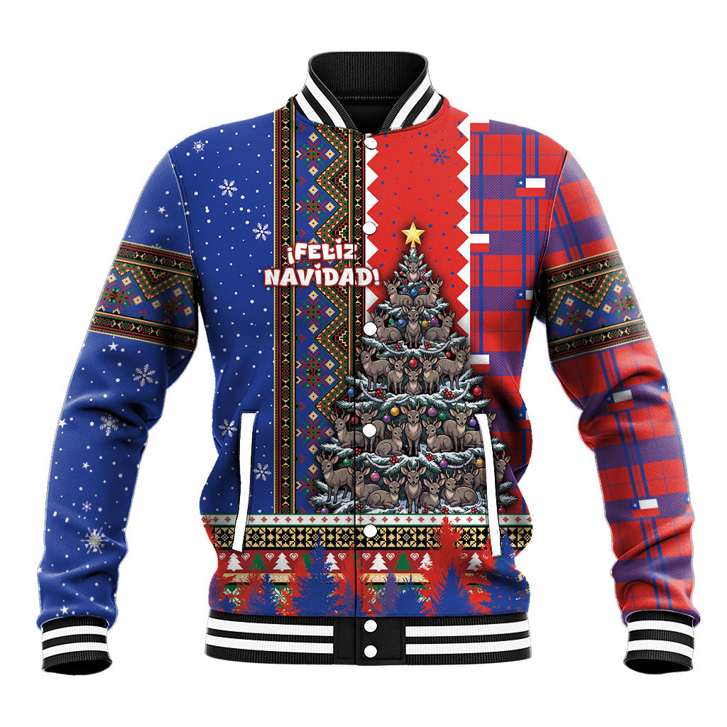 Chile Christmas Baseball Jacket Feliz Navidad South Andean Huemul Tree Winter Knit