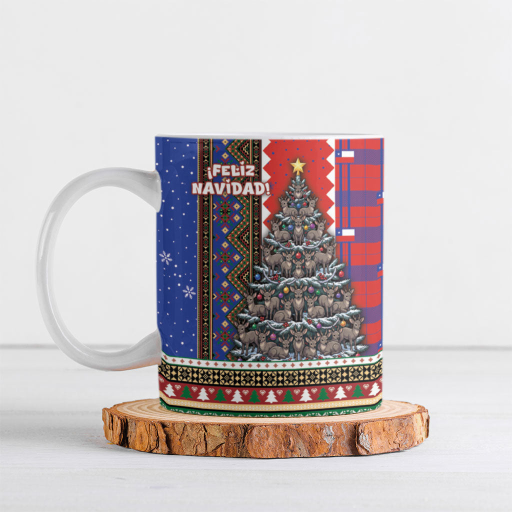 Chile Christmas Ceramic Mug Feliz Navidad South Andean Huemul Tree Winter Knit