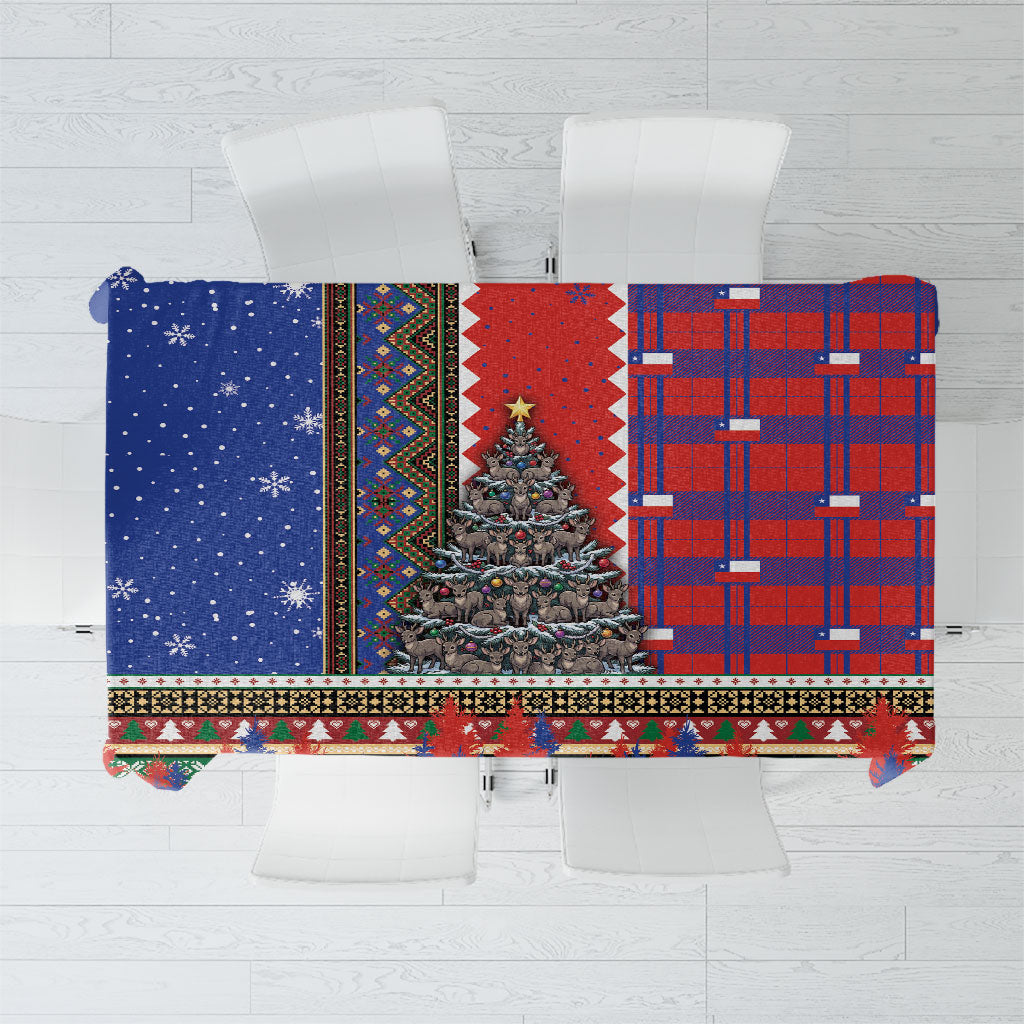 Chile Christmas Tablecloth Feliz Navidad South Andean Huemul Tree Winter Knit