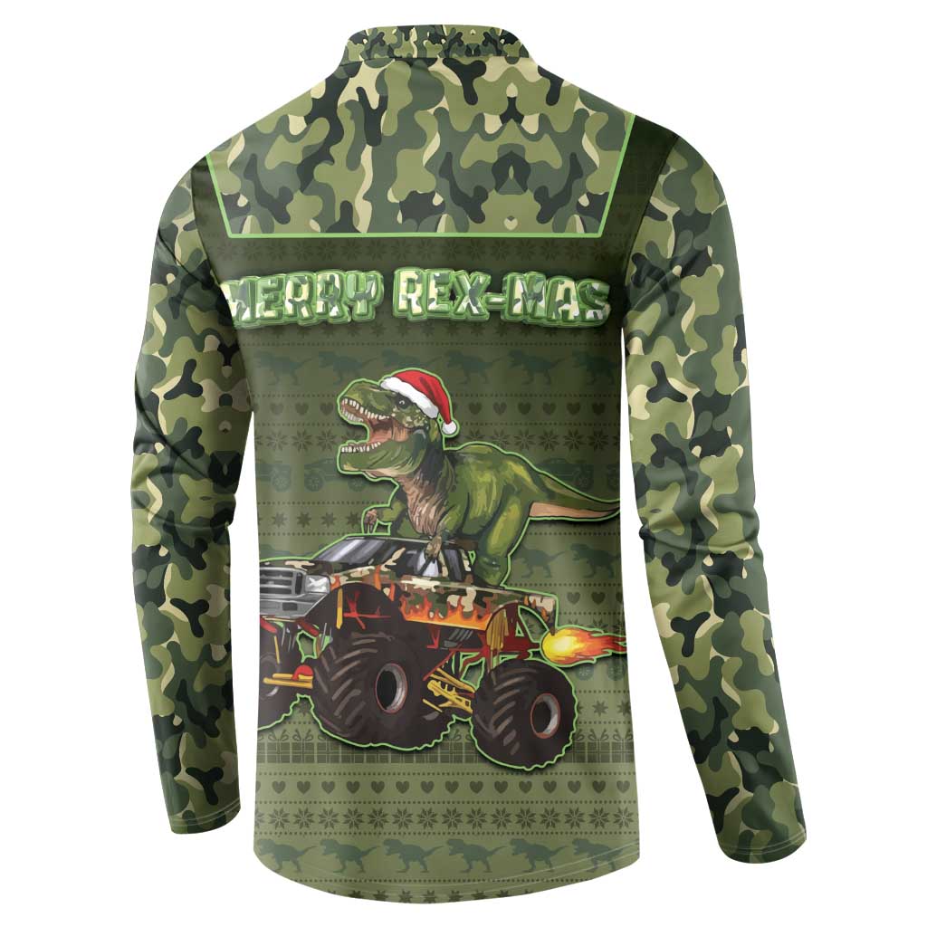 Dinosaur Christmas Button Sweatshirt Merry Rexmas - Wonder Print Shop