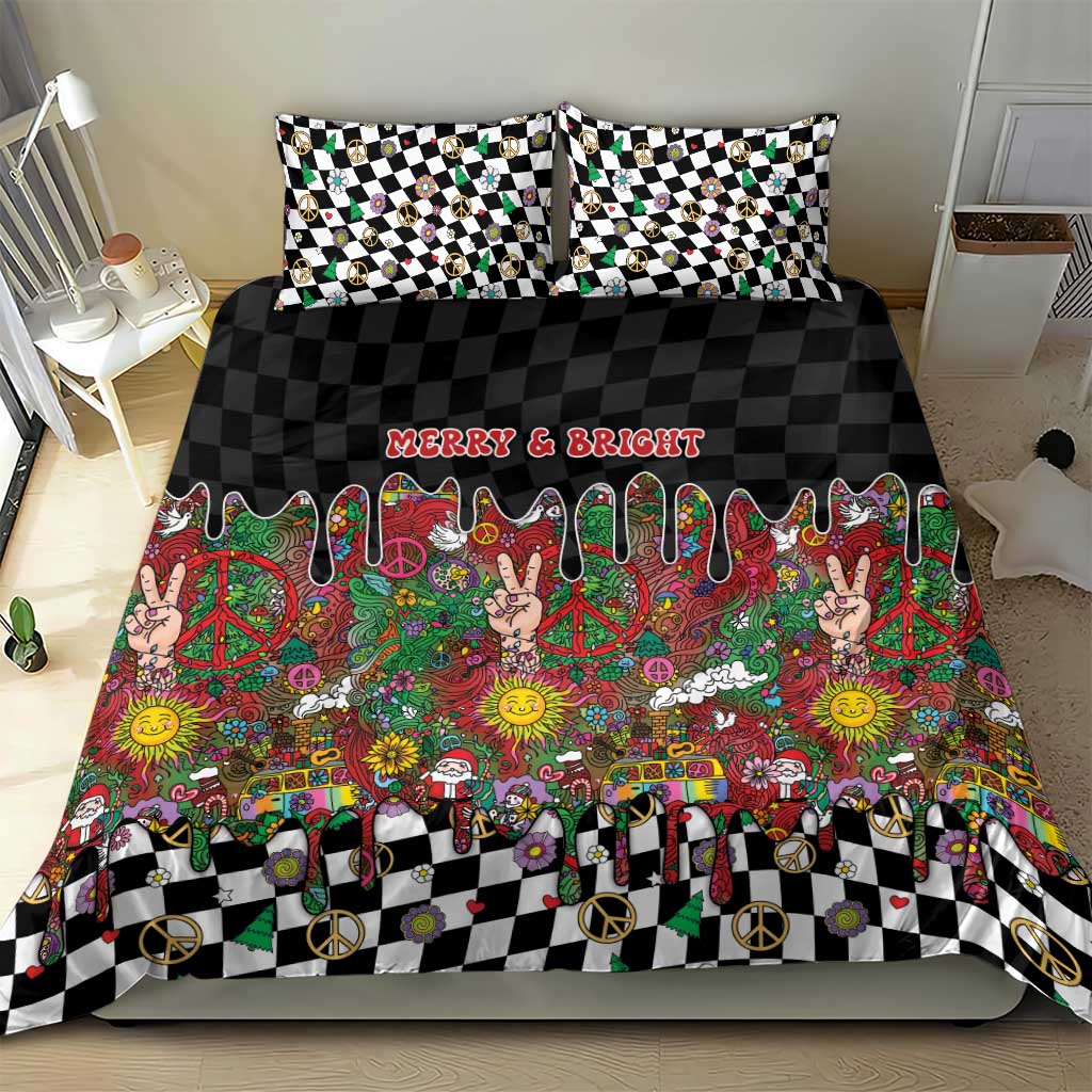 Hippie Christmas Bedding Set Doodle Style - Wonder Print Shop