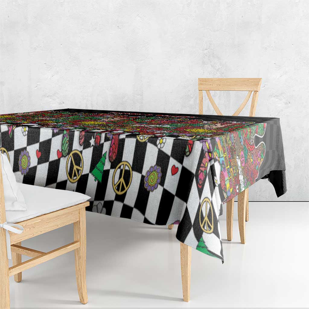 Hippie Christmas Tablecloth Doodle Style - Wonder Print Shop