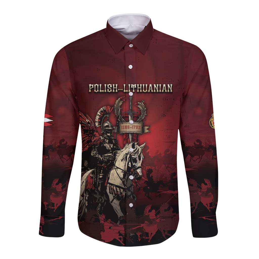 Polish Lithuanian Commonwealth Long Sleeve Button Shirt Winged Hussar Warrior Battle Of Vienna