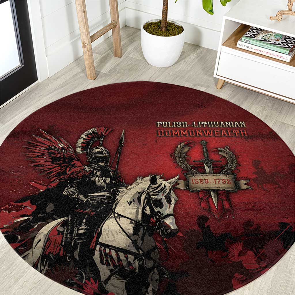 Polish Lithuanian Commonwealth Round Carpet Winged Hussar Warrior Battle Of Vienna