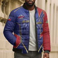 Custom Afro-Haitians Football Bomber Puffer Jacket Haitian Palm Tree Unique Style