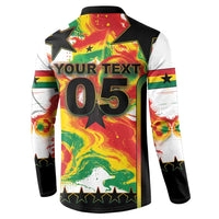 Custom Ghana Football Button Sweatshirt African Pride Flag Colors Flame