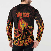 Personalized Montenegro Button Sweatshirt Coat Of Arms Fire Style - Wonder Print Shop