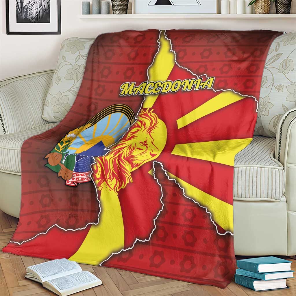 North Macedonia Blanket National Emblem With Lion - Wonder Print Shop