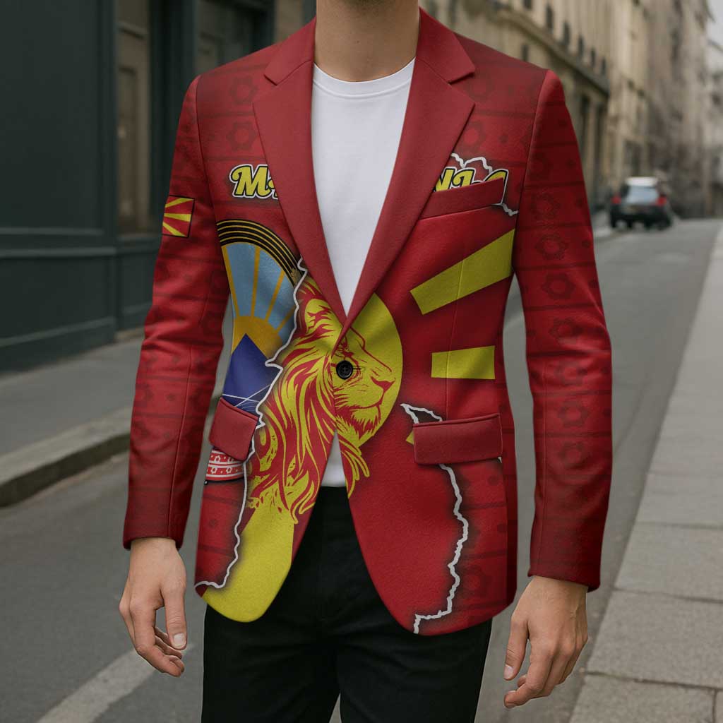 Personalized North Macedonia Blazer National Emblem With Lion - Wonder Print Shop