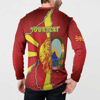 Personalized North Macedonia Button Sweatshirt National Emblem With Lion - Wonder Print Shop