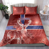 Norway Bedding Set The Moose With Saxifrage Flowers Galaxy Style - Wonder Print Shop