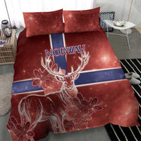 Norway Bedding Set The Moose With Saxifrage Flowers Galaxy Style - Wonder Print Shop