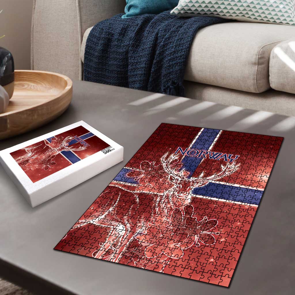 Norway Puzzle The Moose With Saxifrage Flowers Galaxy Style - Wonder Print Shop